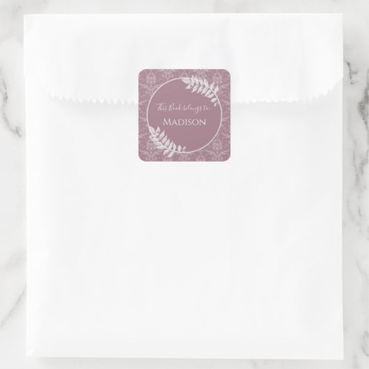 Mauve Elegant Damask Book Sticker (Tas)