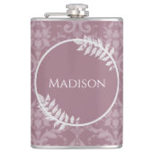 Mauve Elegant Damask Flask Heupfles (Voorkant)