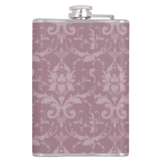 Mauve Elegant Damask Flask Heupfles (Achterkant)