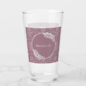 Mauve Elegant Damask gepersonaliseerd glas (Achterkant)