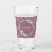 Mauve Elegant Damask gepersonaliseerd glas (Voorkant)
