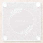 Mauve Elegant Damask gepersonaliseerd glas Onderze Glazen Onderzetter (Achterkant)