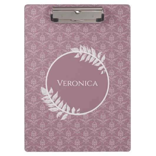 Mauve Elegant Damask, gepersonaliseerd klembord (Voorkant)