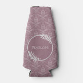 Mauve Elegant Damask gepersonaliseerde flessenkoel Flesjeskoeler (Voorkant)