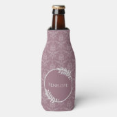 Mauve Elegant Damask gepersonaliseerde flessenkoel Flesjeskoeler (Fles Voorkant)
