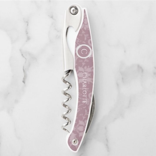 Mauve Elegant Damask Kurkentrekker (Voorkant)