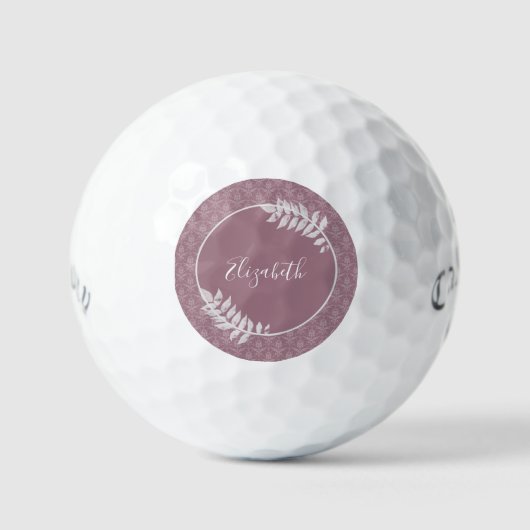 Mauve Elegant Damask Personalized Golf Balls Golfballen (Voorkant)