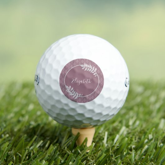 Mauve Elegant Damask Personalized Golf Balls Golfballen (Insitu Shirt)