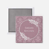 Mauve Elegant Damask Personalized Magnet (Voorkant / Achterkant)