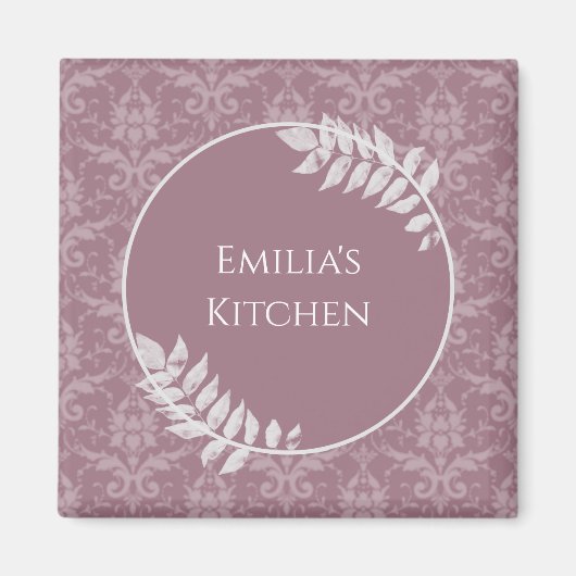 Mauve Elegant Damask Personalized Magnet (Voorkant)