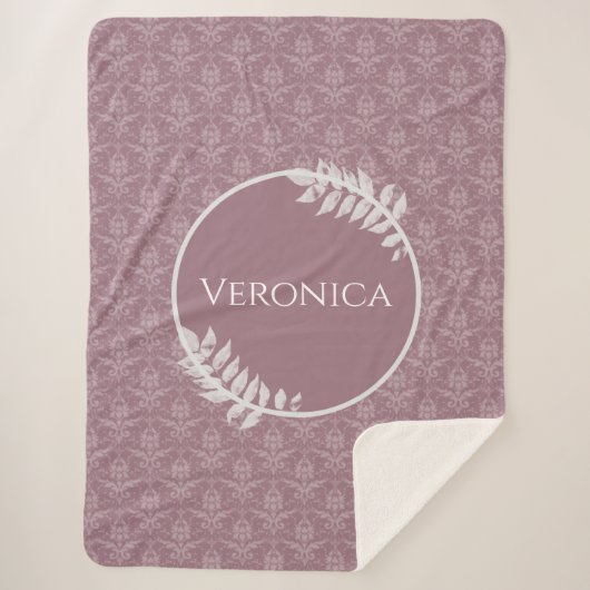 Mauve Elegant Damask Persoonlijk Sherpa Blanket Sherpa Deken (Voorkant)