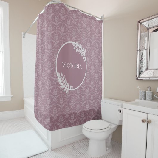 Mauve Elegant Damask Persoonlijk Shower Curtain Douchegordijn (In situ)
