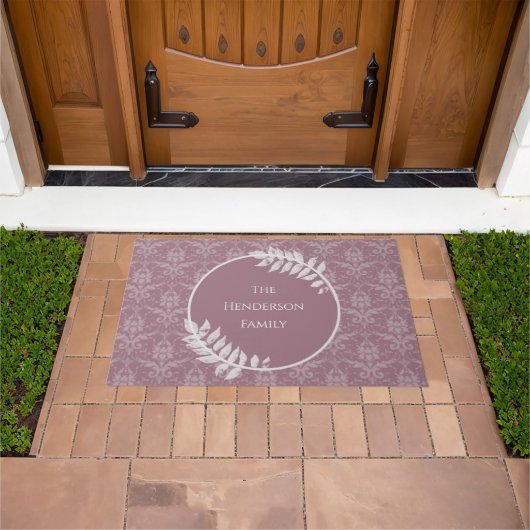 Mauve Elegant Damask Persoonlijke Doormat Deurmat (Buiten)