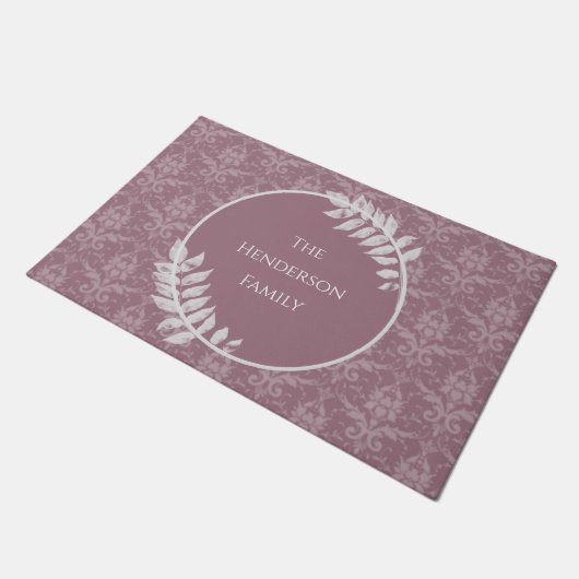 Mauve Elegant Damask Persoonlijke Doormat Deurmat (Schuin)