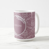 Mauve Elegant Damask persoonlijke koffie Mok (Voorkant rechts)