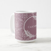 Mauve Elegant Damask persoonlijke koffie Mok (Voorkant links)