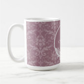 Mauve Elegant Damask persoonlijke koffie Mok (Links)