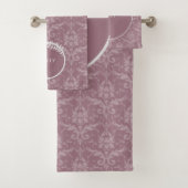 Mauve Elegant Damask Persoonlijke set handdoeken (Insitu)