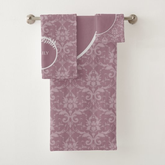 Mauve Elegant Damask Persoonlijke set handdoeken (Insitu)