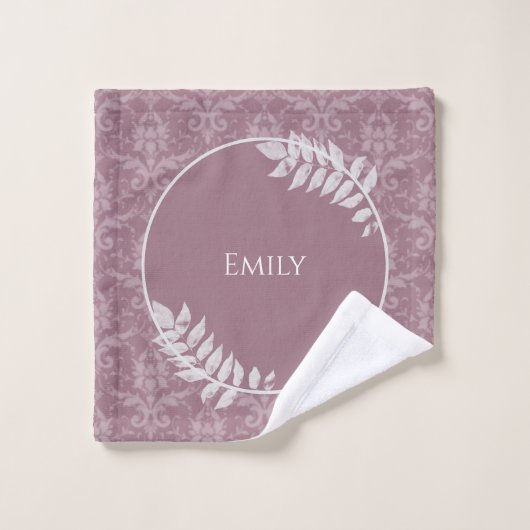 Mauve Elegant Damask Persoonlijke set handdoeken (Wasdoekje)