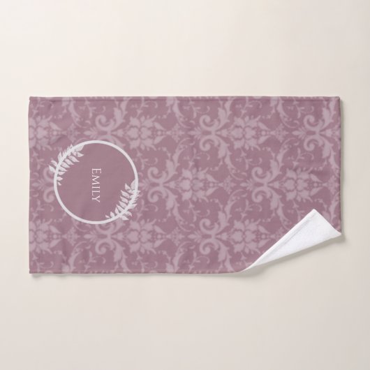 Mauve Elegant Damask Persoonlijke set handdoeken (Handdoek)