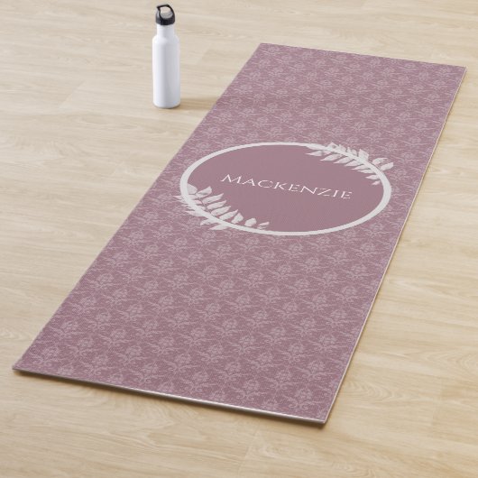 Mauve Elegant Damask Specialized Yoga Mat (In situ)