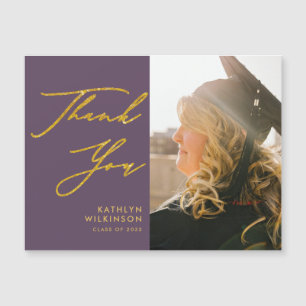 Mauve Elegant Gold Script Afstuderen Hartelijk dan