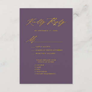 Mauve Elegant Goud Script Minimalistische Bruiloft Informatiekaartje