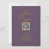 Mauve Elegant Goud Script Repetitie Diner QR code Kaart (Achterkant)