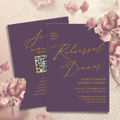 Mauve Elegant Goud Script Repetitie Diner QR code Kaart