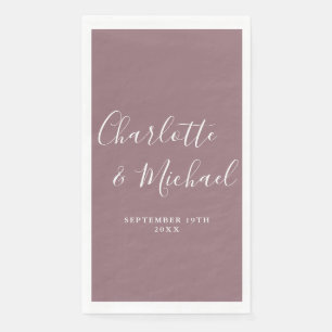 Mauve Elegant Handtekening Script Bruiloft Servet