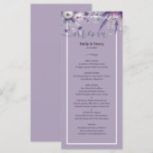 Mauve Elegant Lavendel Botanische bruiloft Menu (Voorkant / Achterkant)