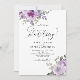 Mauve Elegant Lila Dusty Paars Floral Wedding Kaart