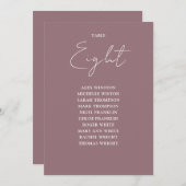 Mauve Elegant Moderne Zitting Grafiek Tafelnummer (Voorkant / Achterkant)