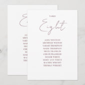 Mauve Elegant Moderne Zitting Grafiek Tafelnummer (Voorkant / Achterkant)