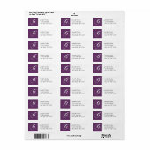 Mauve Elegant Monogram G Retouradres Labels (Full Sheet)