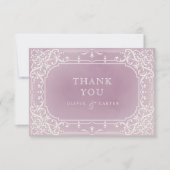 Mauve elegant romantic vintage bruiloft bedankt (Voorkant)