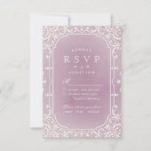 Mauve elegant romantic vintage bruiloft RSVP (Voorkant)