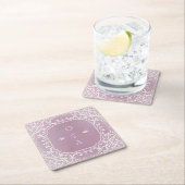 Mauve elegant romantisch monogram kartonnen onderzetters (Insitu)