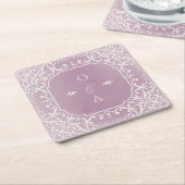 Mauve elegant romantisch monogram kartonnen onderzetters (Schuin)