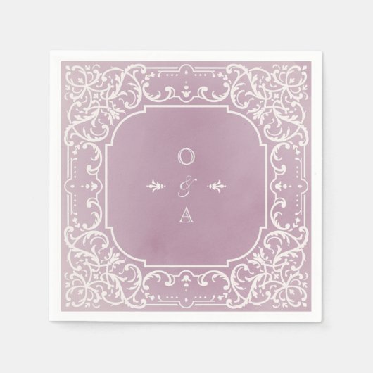 Mauve elegant romantisch monogram servet (Voorkant)