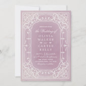 Mauve elegant romantisch vintage bruiloft kaart (Voorkant)