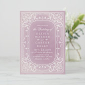 Mauve elegant romantisch vintage bruiloft kaart (Staand voorkant)