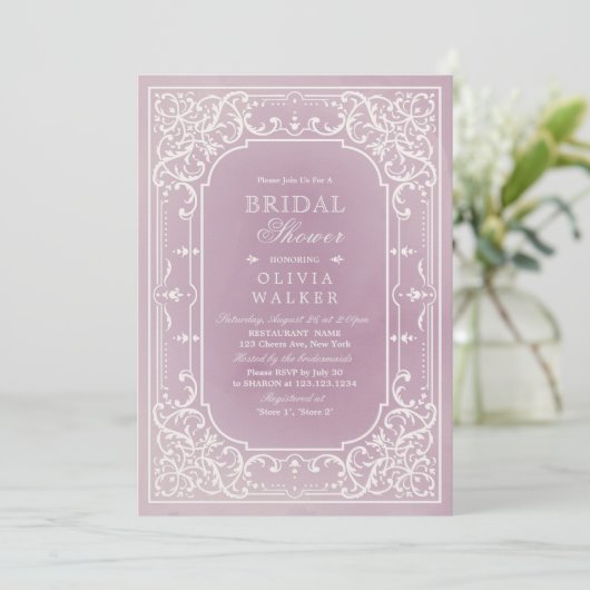 Mauve elegant romantisch  Vrijgezellenfeest Kaart (Staand voorkant)