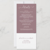 Mauve Elegant Script All In One Trouwfeest Kaart (Achterkant)