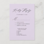 Mauve Elegant Script Minimalistisch Bruiloft RSVP Informatiekaartje (Voorkant)