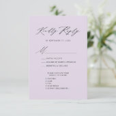 Mauve Elegant Script Minimalistisch Bruiloft RSVP Informatiekaartje (Staand voorkant)