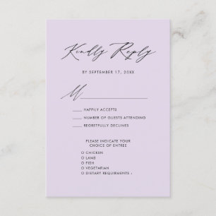Mauve Elegant Script Minimalistisch Bruiloft RSVP Informatiekaartje