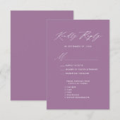 Mauve Elegant Script Minimalistisch Chic Wedding R RSVP Kaartje (Voorkant / Achterkant)