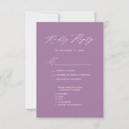 Mauve Elegant Script Minimalistisch Chic Wedding R RSVP Kaartje